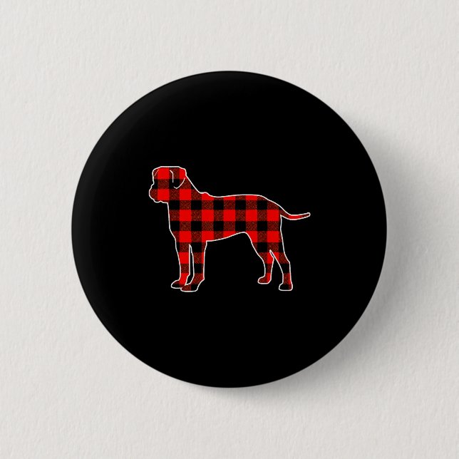 Red Buffalo Plaid Pajama Bullmastiff Christmas Dog 6 Cm Round Badge (Front)