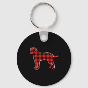 Red Buffalo Plaid Pajama Bullmastiff Christmas Dog Key Ring