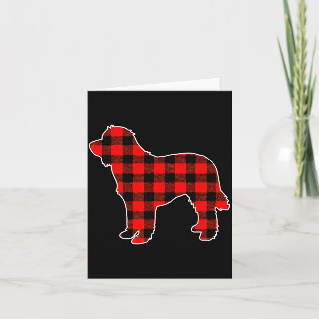 Red Buffalo Plaid Pajama Doodle Christmas Dog Love Card (Front)
