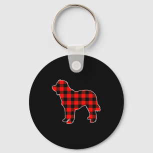 Red Buffalo Plaid Pajama Doodle Christmas Dog Love Key Ring