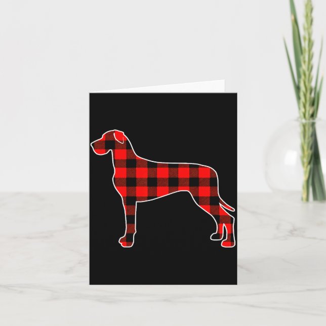 Red Buffalo Plaid Pajama Great Dane Christmas Dog  Card (Front)