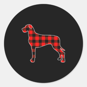 Red Buffalo Plaid Pajama Great Dane Christmas Dog  Classic Round Sticker