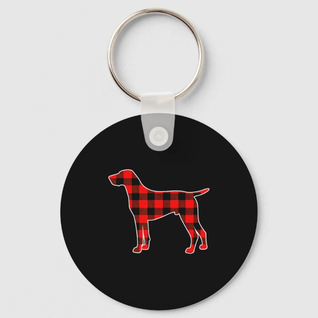 Red Buffalo Plaid Pajama Gsp Christmas Dog Lover M Key Ring (Front)
