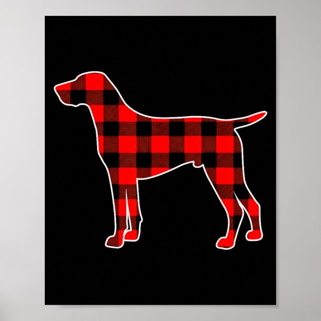 Red Buffalo Plaid Pajama Gsp Christmas Dog Lover M Poster (Front)