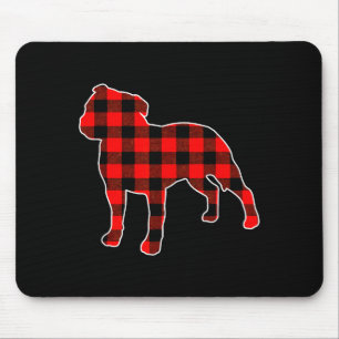 Red Buffalo Plaid Pajama Staffy Christmas Dog Love Mouse Mat