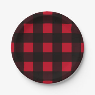Red Buffalo Plaid Paper Plate