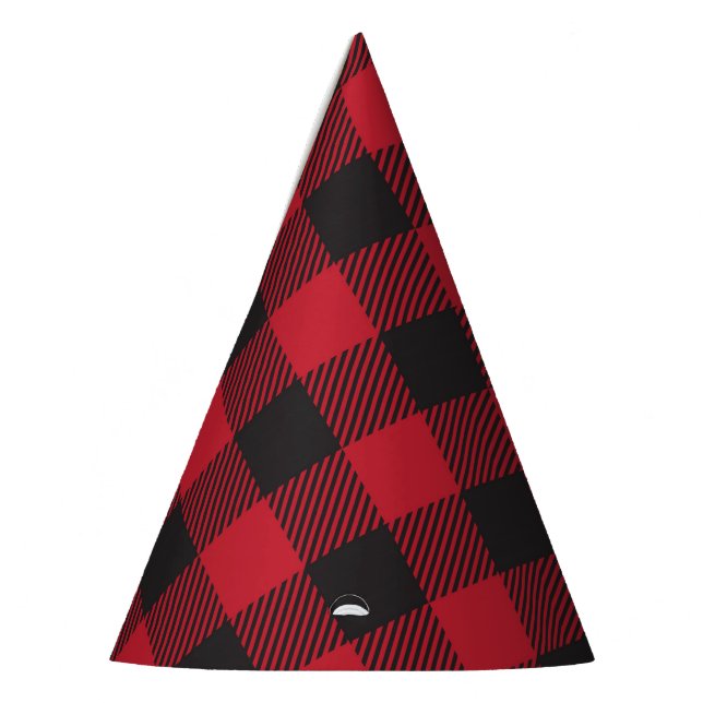Red Buffalo Plaid Party Hats (Left)