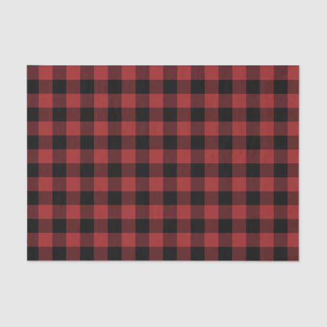 Red Buffalo Plaid Pattern Christmas Gift Tissue Paper (Front)