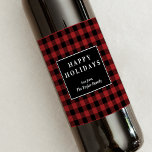 Red Buffalo Plaid Pattern Christmas Gift Wine Label<br><div class="desc">This red buffalo plaid pattern Christmas gift wine label makes the perfect traditional holiday gift. The design features a classic red and black buffalo plaid pattern. Personalise the label with your name.</div>