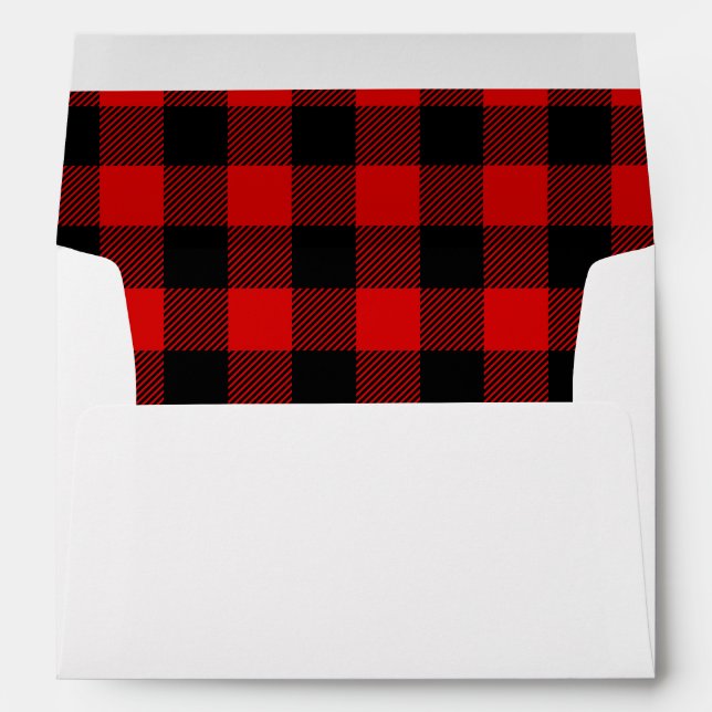 Red Buffalo Plaid Pattern Christmas Holiday Envelope (Back (Bottom))