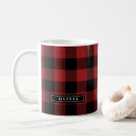 Red Buffalo Plaid Pattern Monogrammed Mug<br><div class="desc">This red buffalo plaid pattern monogrammed mug makes the perfect gift for her. The design features a classic red and black buffalo plaid pattern. Personalise the mug with her first or last name.</div>