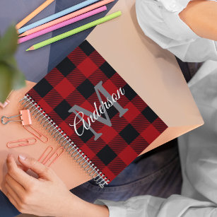 Red Buffalo Plaid   Personal Initial   Gift Planner