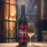 Red Buffalo Plaid | Personal Initial | Gift Wine Label<br><div class="desc">Wrap your loved ones in the warmth and charm of classic Red Buffalo Plaid with a personal touch. Whether it's for a birthday,  anniversary,  or just to show someone you care,  this customisable gift is sure to make a lasting impression.</div>