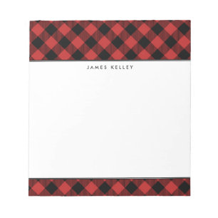 Red Buffalo Plaid Personalised Notepad