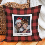 Red Buffalo Plaid | Photo for Grandma Cushion<br><div class="desc">This trendy and rustic pillow features your personal photo in a simple frame with your message for grandma,  on a red and black buffalo plaid pattern background for a gift your grandparents will love.</div>
