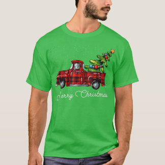 Red Buffalo Plaid Pickup Truck with Tree Merry Chr T-Shirt