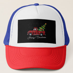 Red Buffalo Plaid Pickup Truck with Tree Merry Chr Trucker Hat
