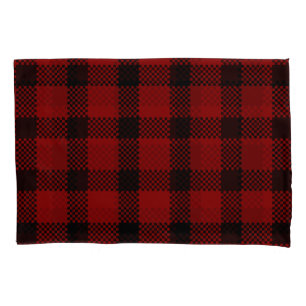 Red buffalo plaid print pillowcase