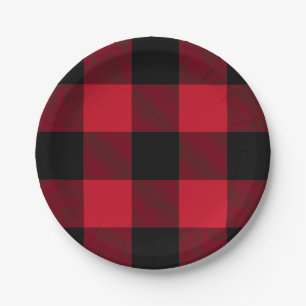 Red Buffalo Plaid, Red Flannel Paper Plate