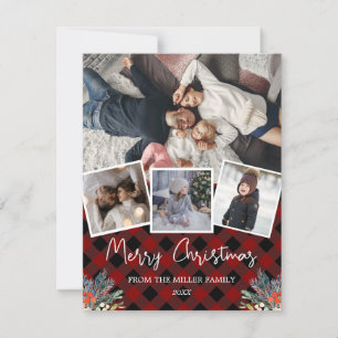 Red Buffalo plaid rustic photo collage Holiday