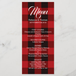 red buffalo plaid rustic winter wedding menu