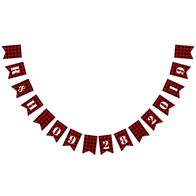 red buffalo plaid rustic winter wedding welcome bunting  (All)