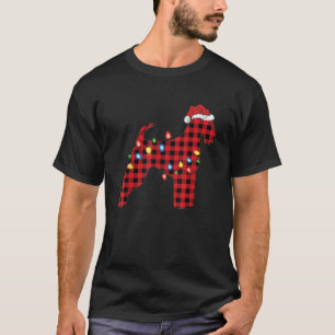 Red Buffalo Plaid Santa Airedale Terrier Christmas T-Shirt
