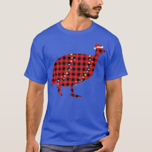 Red Buffalo Plaid Santa Guinea Fowl Bird Christmas T-Shirt