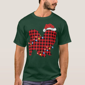 Red Buffalo Plaid Santa Hat Shih Tzu Dog Christmas T-Shirt