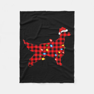 Red Buffalo Plaid Santa Irish Setter Dog Christmas Fleece Blanket