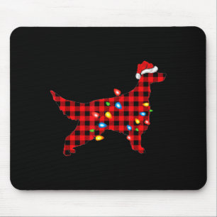 Red Buffalo Plaid Santa Irish Setter Dog Christmas Mouse Mat