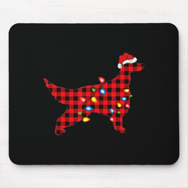 Red Buffalo Plaid Santa Irish Setter Dog Christmas Mouse Mat (Front)