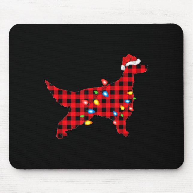 Red Buffalo Plaid Santa Irish Setter Dog Christmas Mouse Mat (Front)