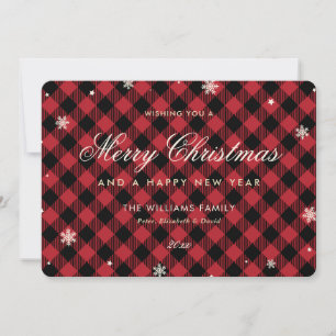 Red Buffalo Plaid Snowflake Holiday Card