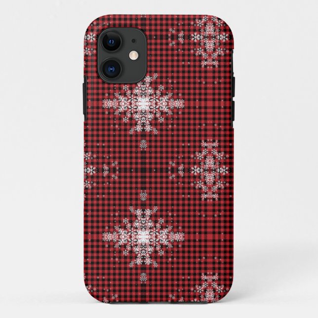 Red Buffalo Plaid Snowflake Pattern Case-Mate iPhone Case (Back)
