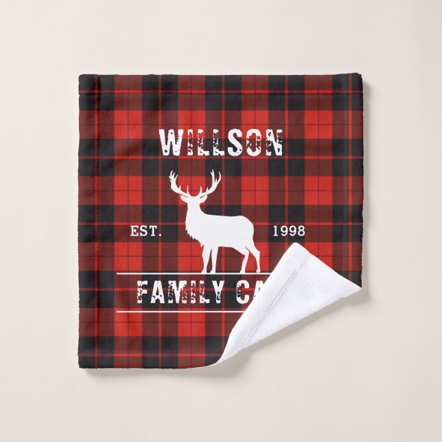 Red buffalo plaid tartan lumberjack red black  wash cloth (Wash Cloth)