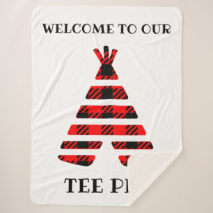 Red Buffalo Plaid Tee Pee Sherpa Blanket