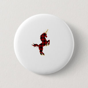 Red Buffalo Plaid Unicorn Christmas Tee for Mom & 6 Cm Round Badge