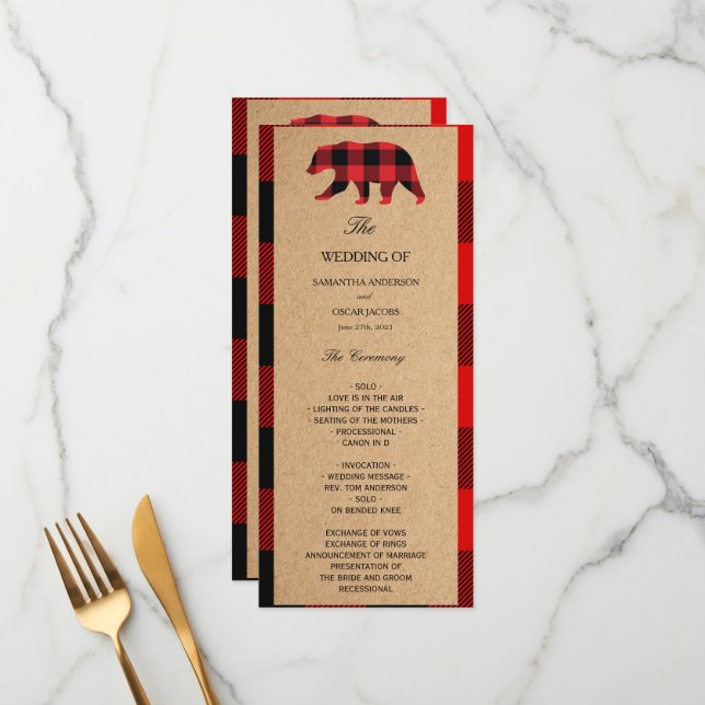 Red Buffalo Plaid Vintage Craft Menu (Front/Back In Situ)