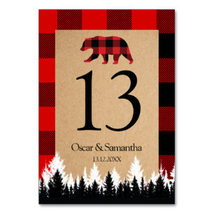 Red Buffalo Plaid Vintage Craft Table Number