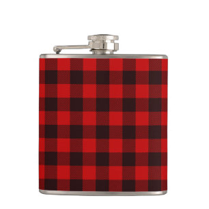 Red Buffalo Plaid Vinyl Wrapped Flask