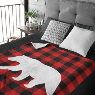 Red Buffalo Plaid & White Bear Sherpa Blanket