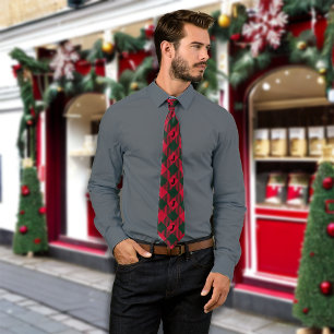 Red Buffalo Plaids Custom Monogram Tie