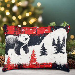 Red Buffalo Plaids Polar Bear Decorative Cushion