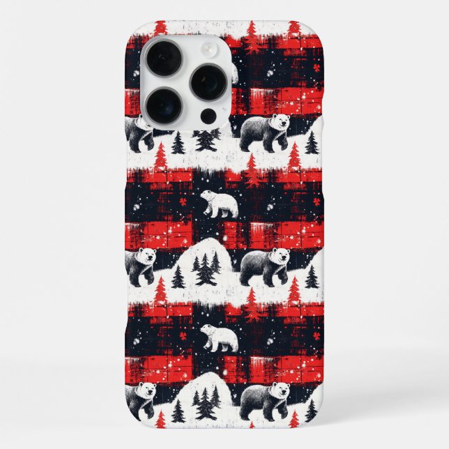 Red Buffalo Plaids Polar Bear iPhone Case (Back)