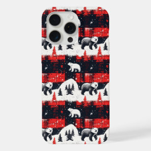 Red Buffalo Plaids Polar Bear iPhone 15 Pro Max Case