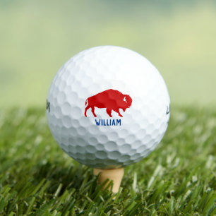 Red Buffalo Silhouette with Personalised Name Golf Balls