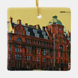 Red building ceramic ornament