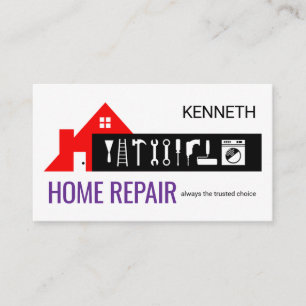 Red Building Handyman Tools Layer Business Card