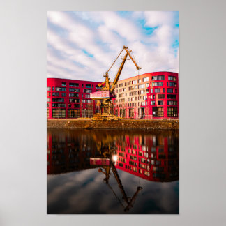 Red Building Reflections – Duisburg Harbourside Poster
